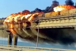Crimea bridge news, Crimea bridge fire, huge explosion on crimea bridge that connects russia, Fire accident