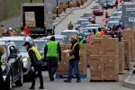LA, food bank, food bank drive through in la and pennsylvania overrun by hundreds of unemployed americans, Basketball