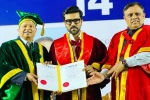 Ram Charan Doctorate pictures, Ram Charan Doctorate, ram charan felicitated with doctorate in chennai, Dil raju