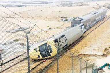 Train derailed in Saudi Arabia