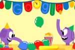 google games, google penguin doodle, google doodle marks new year s eve with a pair of cute elephants, Google doodle